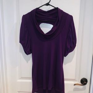 Purple cowl neck with key hole cutout back